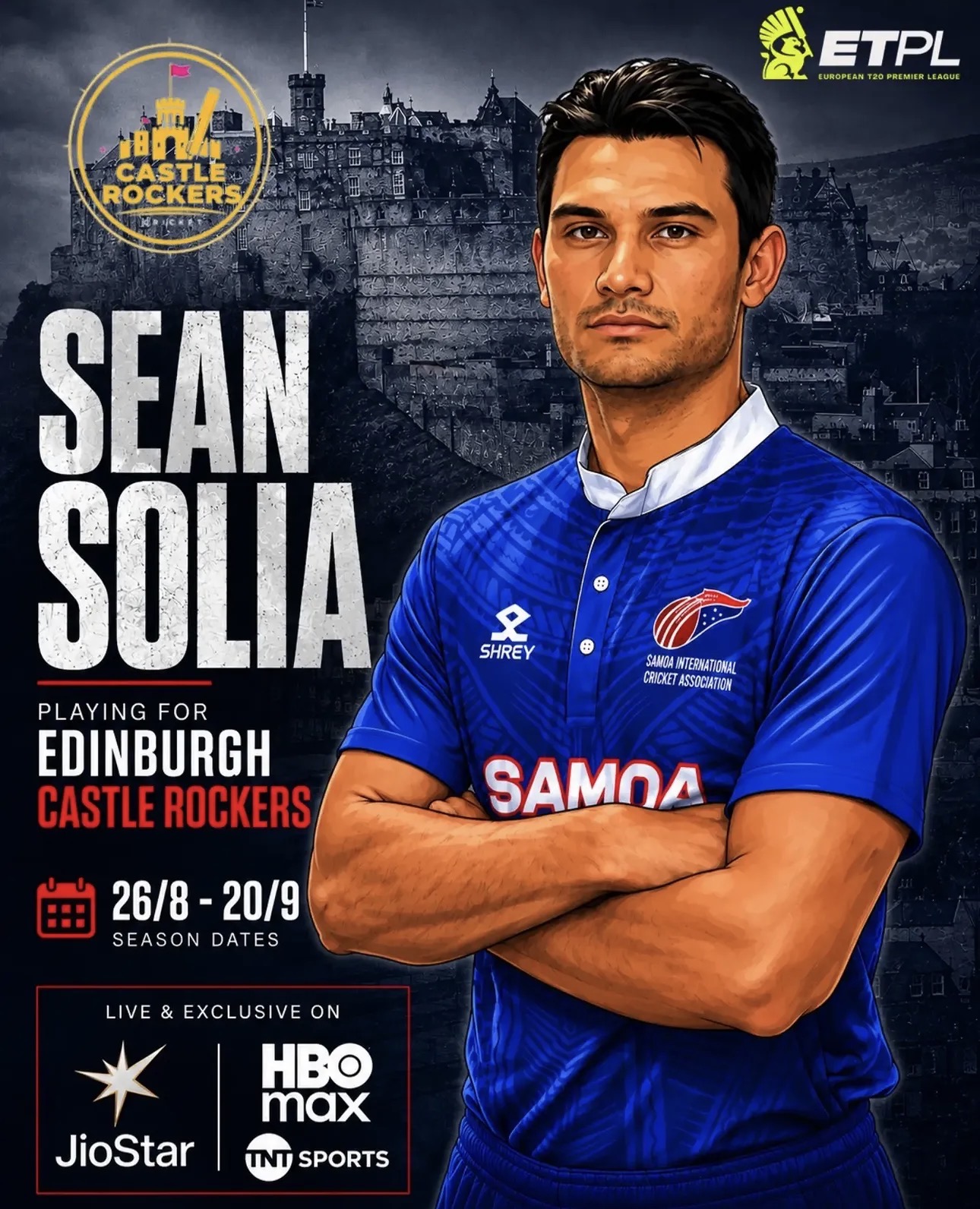 Sean Solia — Edinburgh Castle Rockers, European T20 Premier League